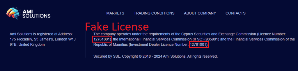 AmiSolutions_Fake_license