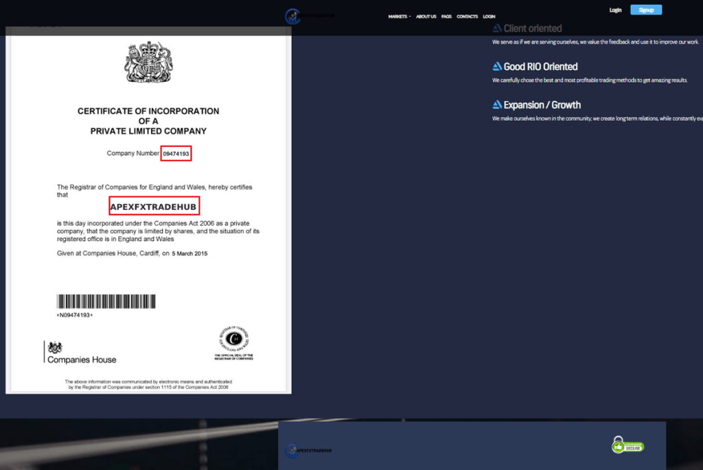 ApexfxTradeHub_False_Certificate