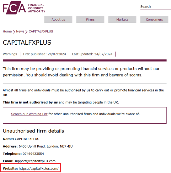 CapitalFxPlus_FCA_Warning