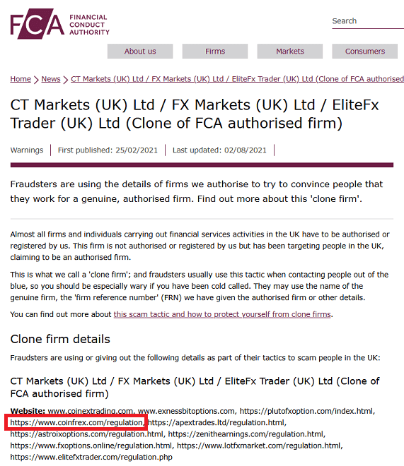 Coinfrex_FCA_Warning
