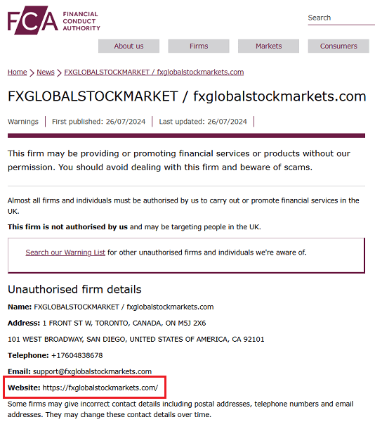 FxGlobalStockMarkets_FCA_Warning