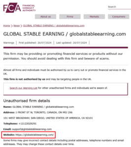 GlobalSableEarning_FCA_Warning