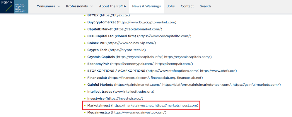 MarketsInvest_FSMA_Warning