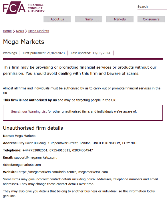 MegaMarkets_FCA_warning