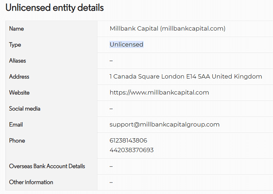 MillBankCapital_ASIC_Warning