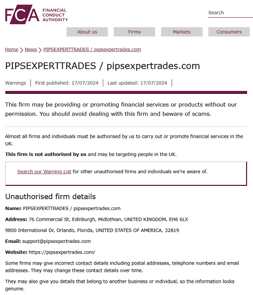 Pipsexpertrades_FCA_warning