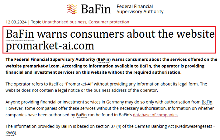 Promarket-AI_BaFin_Warning