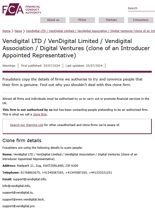 VenDigitalTech_FCA_Warning