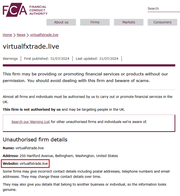 VirtualFxTradeLive_FCA_Warning