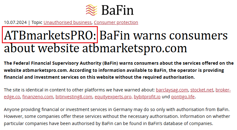 ATBmarketsPRO_BaFin_Warning