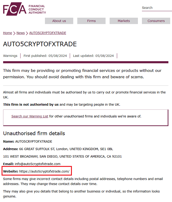 Auto5CryptoFXTrade_FCA_Warning