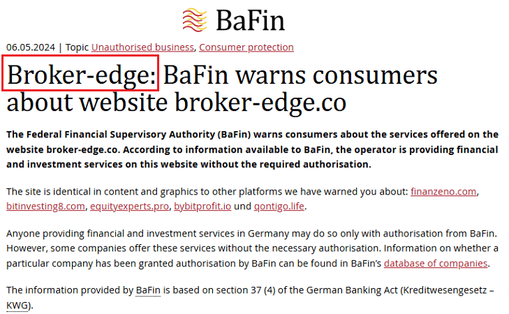 Broker-Edge_BaFin_warning