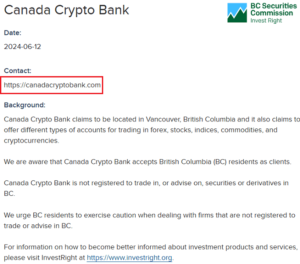 CanadaCryptoBank_BCSC_Warning