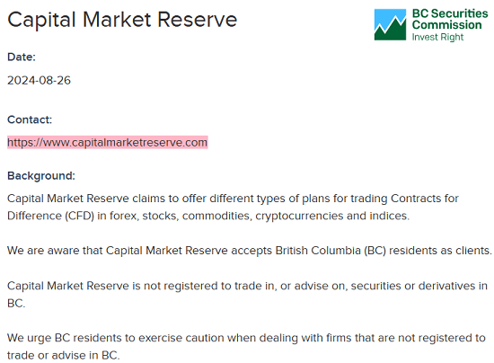 CapitalMarketReserve_BCSC_warning