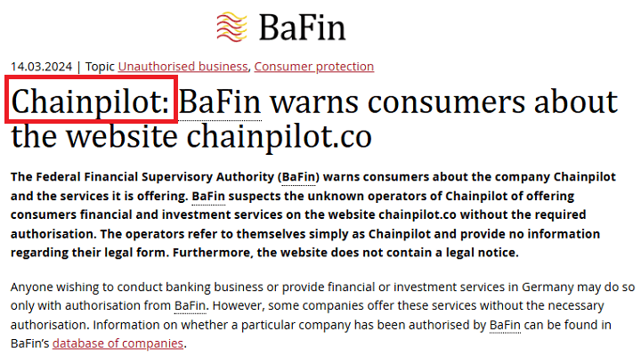 Chainpilot_BaFin_Warning