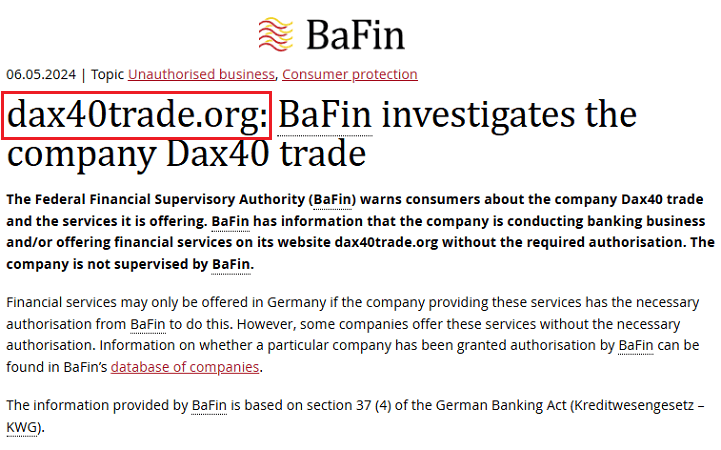 DAX40trade_BaFin_warning