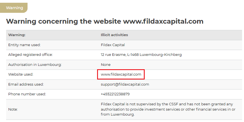 FILDAXCapital_CSSF_Warning