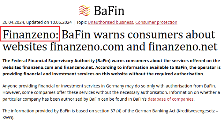 Finanzeno_BaFin_warning