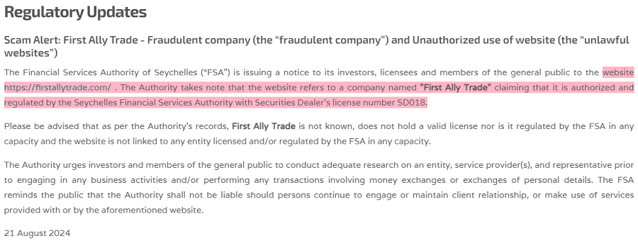 FirstAllyTrade_FSA_warning