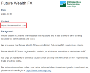 FutureWealthFX_BCSC_Warning