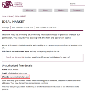 IdealMarketPro_FCA_Warning