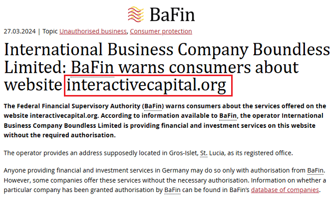 InteractiveCapital.org_BaFin_warning