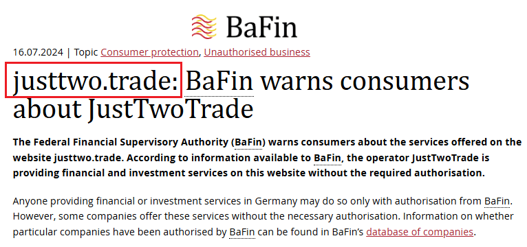 JustTwoTrade_BaFin_warning