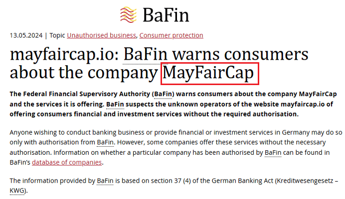 MayFairCap_BaFin_Warning