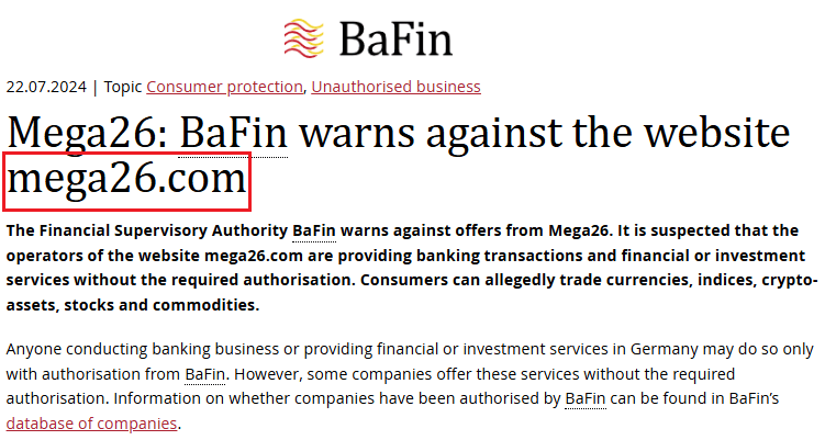 Mega26_BaFin_warning