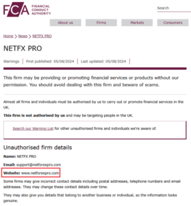 NetForexPro_FCA_Warning