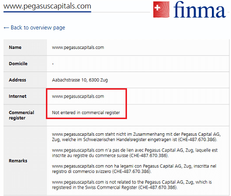 PegasusCapitals_FINMA_Warning