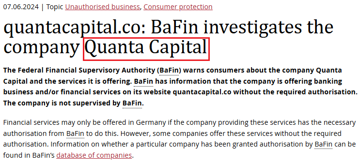 QuantaCapital_BaFin_warning