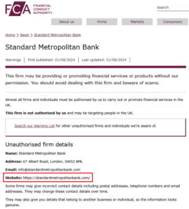 StandardMetropolitanBank_FCA_Warning