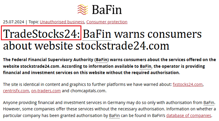 TradeStocks24_BaFin_warning