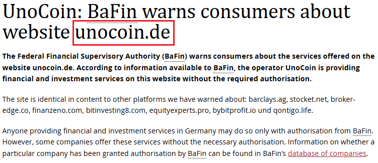 UnoCoin_BaFin_warning