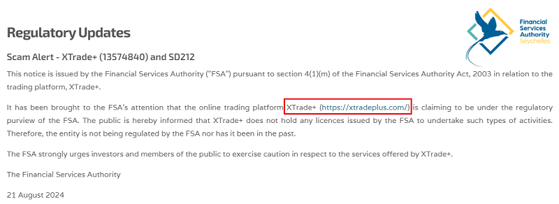XTradePlus_FSA_warning