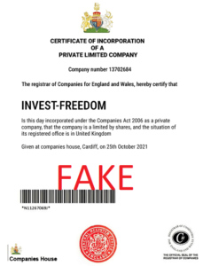 Invest-Freedom_fake_certificate